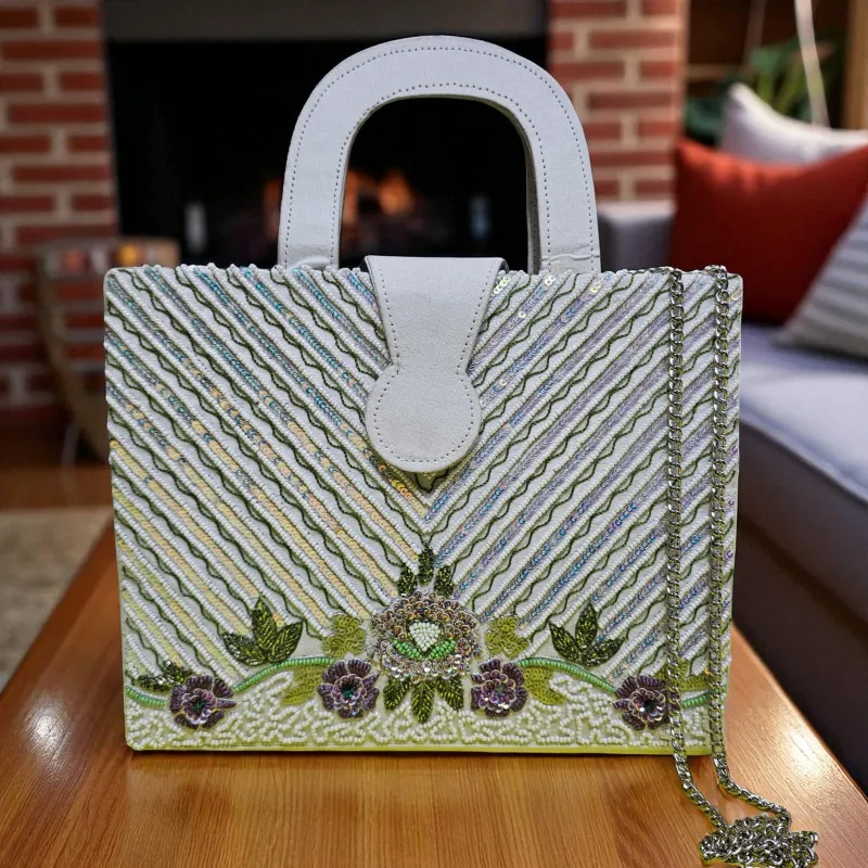 Floral Embroidered Elegance Designer Handbag