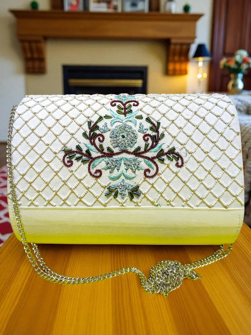 Ethereal Embroidered Clutch: Vintage Luxe Evening Bag