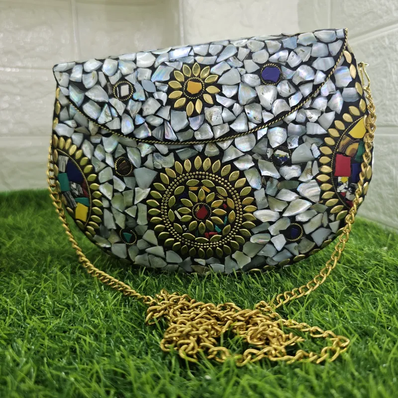 Mosaic Dreams Sunflower Clutch | Handcrafted Artisan Evening Bag - Mosaic clutch