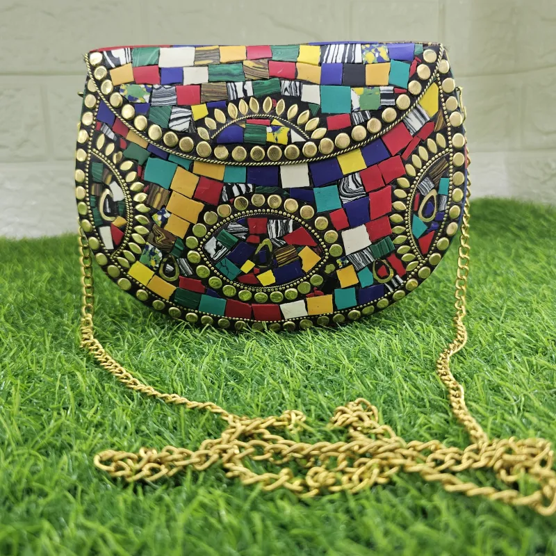 Mosaic Magic Crossbody: Artisan Multicolor Evening Clutch - Mosaic clutch