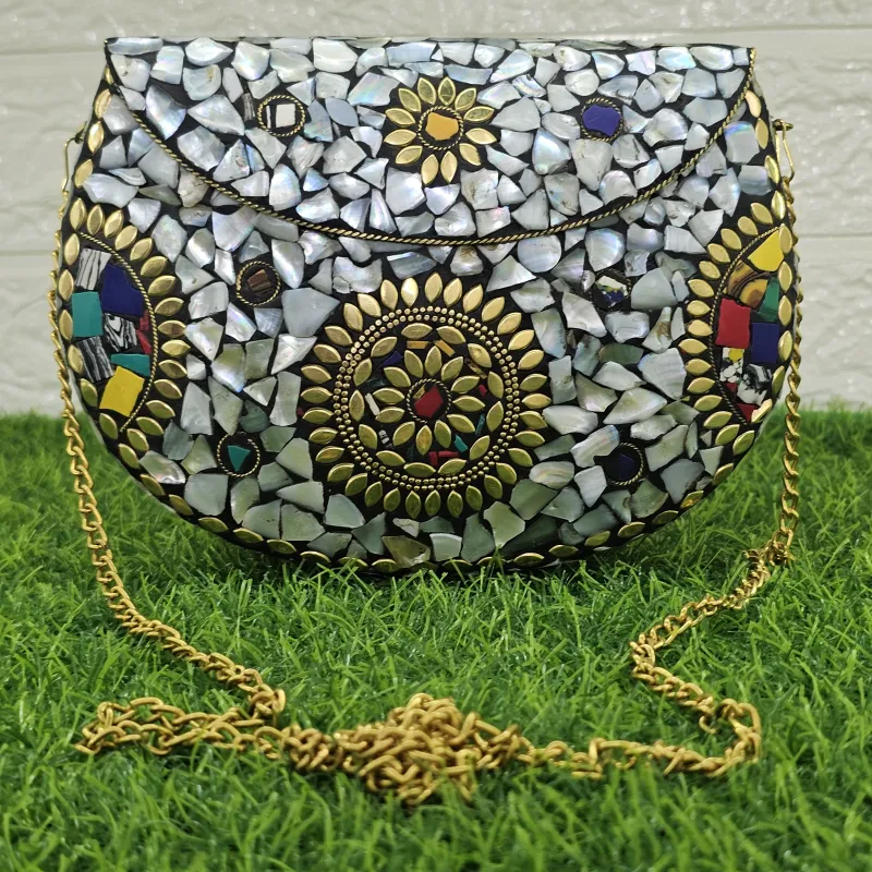 Mosaic Dream Clutch: Artisan Handcrafted Statement Handbag - Mosaic clutch
